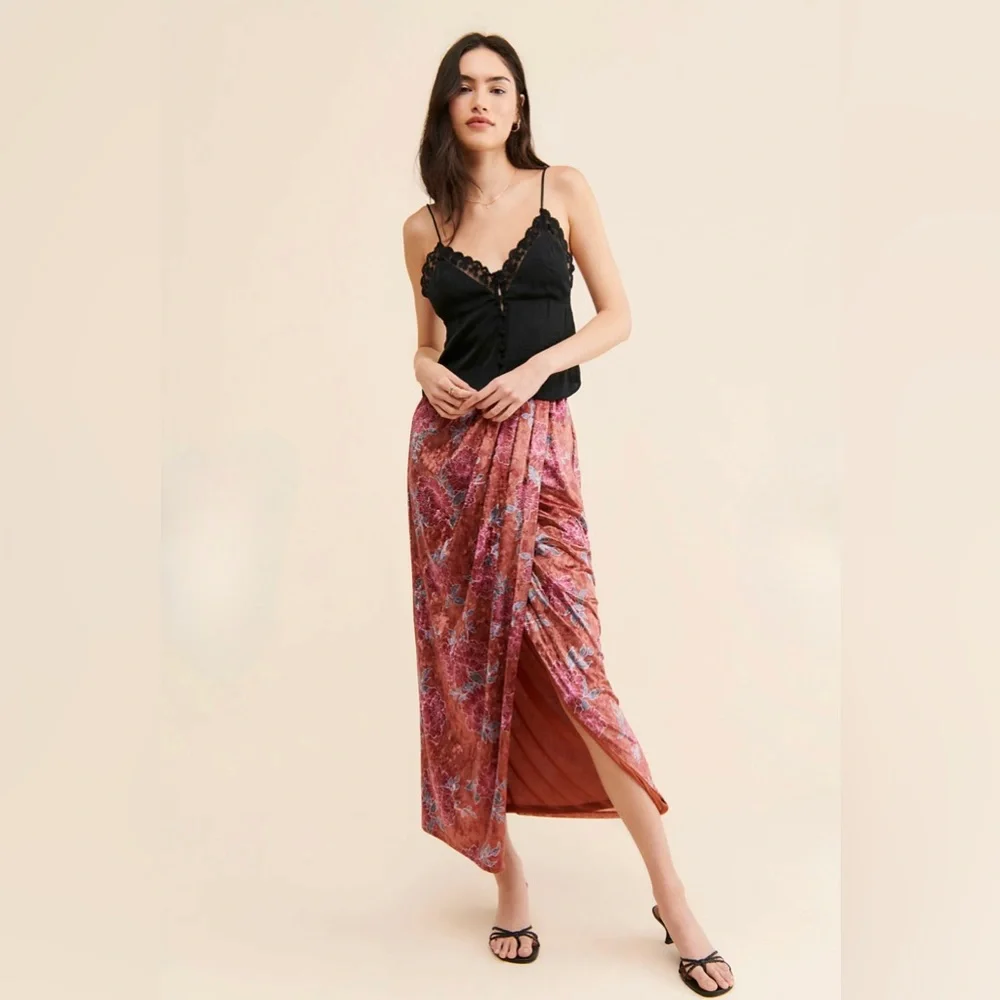 Free People Poets Velvet Sarong Skirt, Small